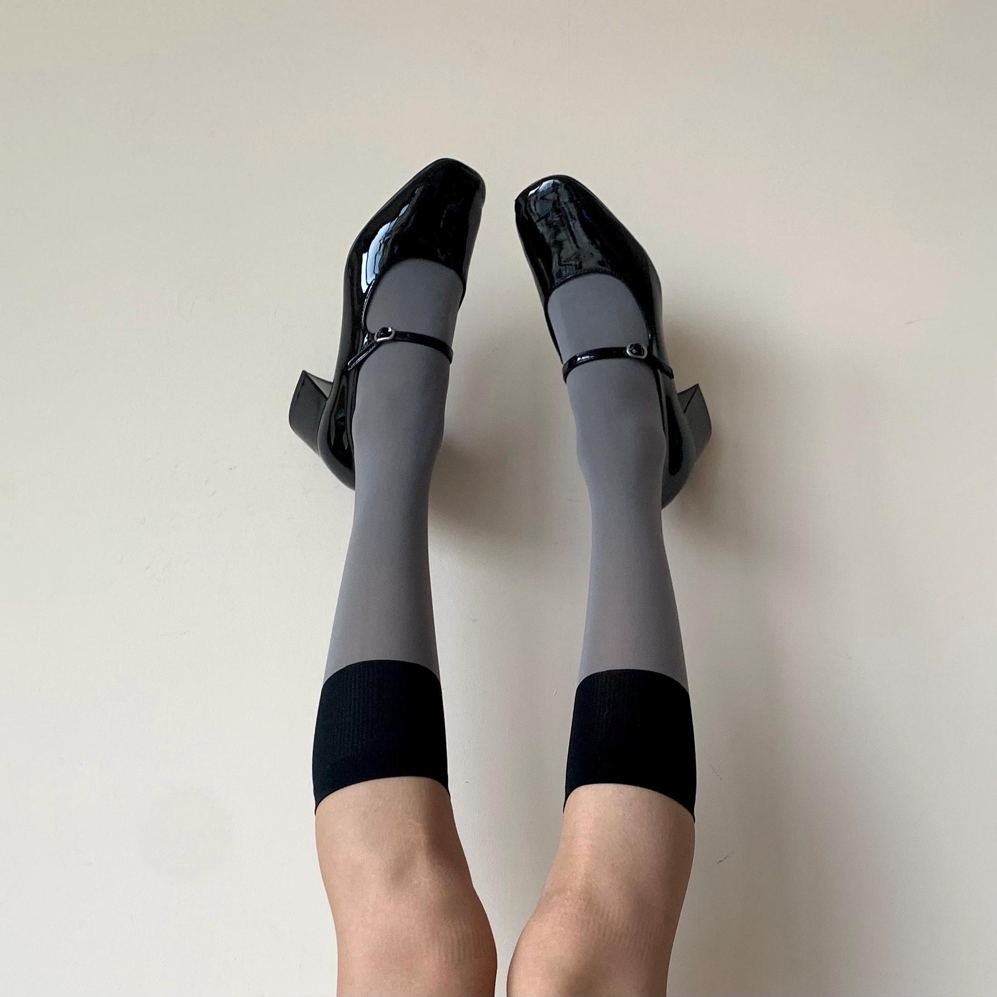 Grey Velvet Socks with Black Cuff - socks