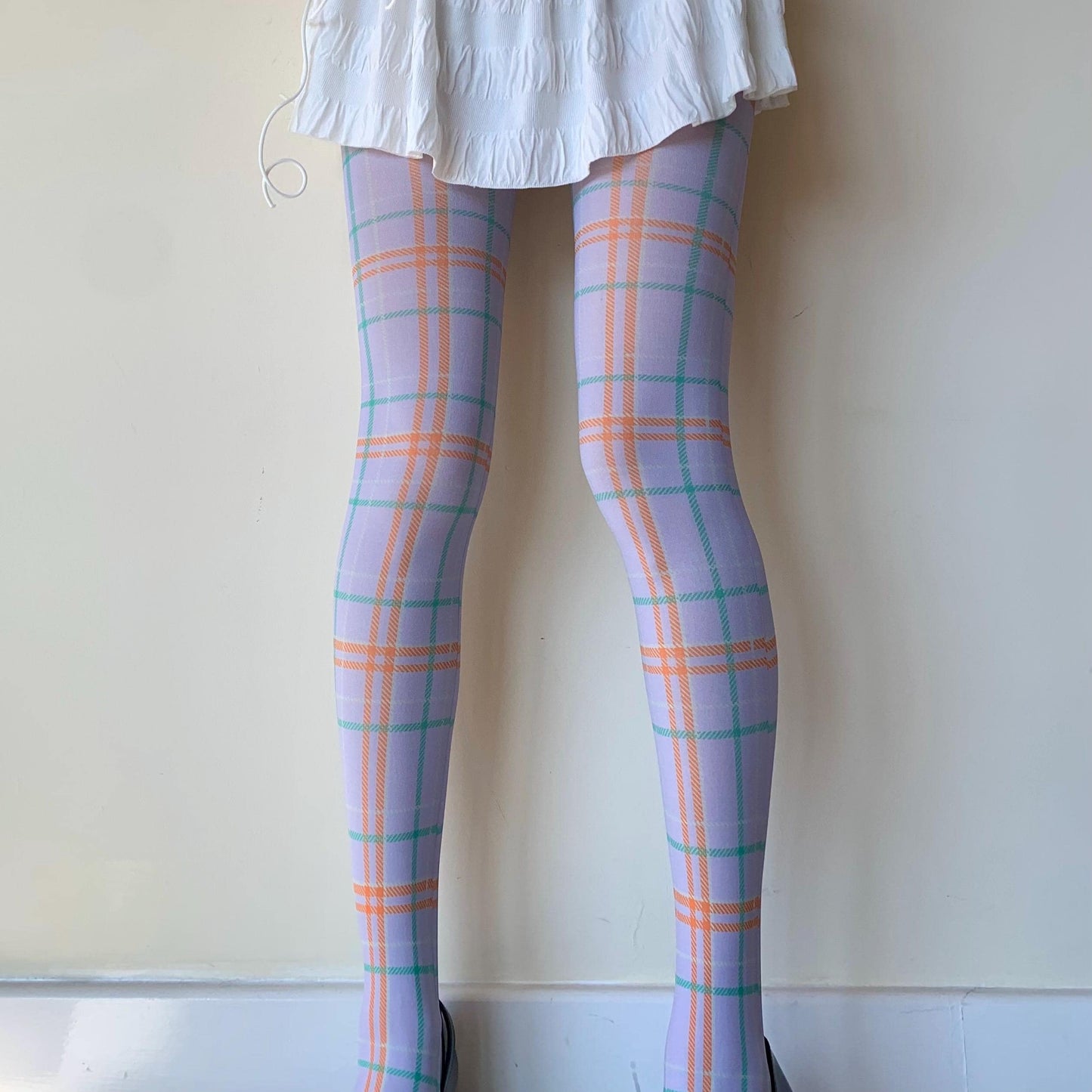 Lavender Purple Velvet Tartan Tights