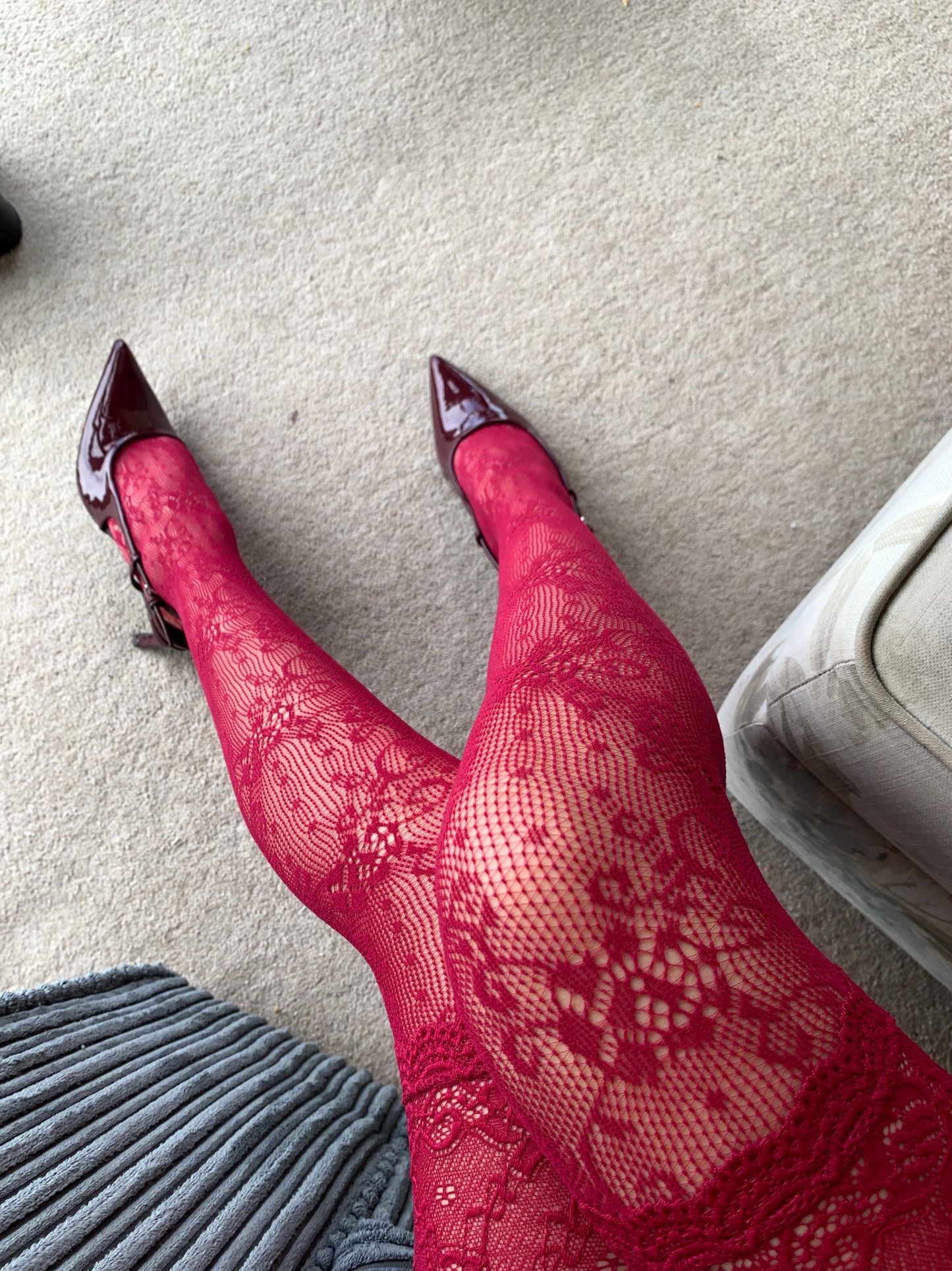 Red Burgundy Stay-up Thigh High Stockings - stockings