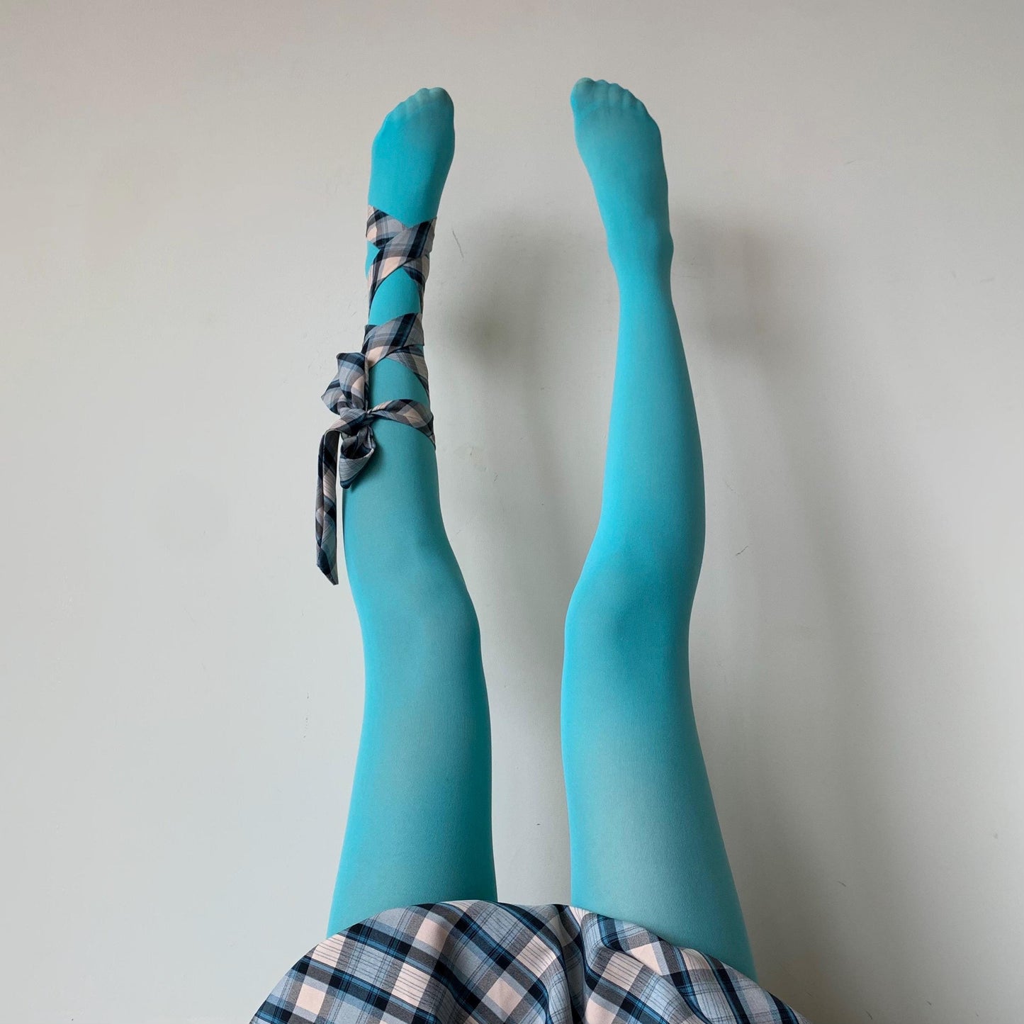 Sky Blue Opaque Solid Color Tights - tights