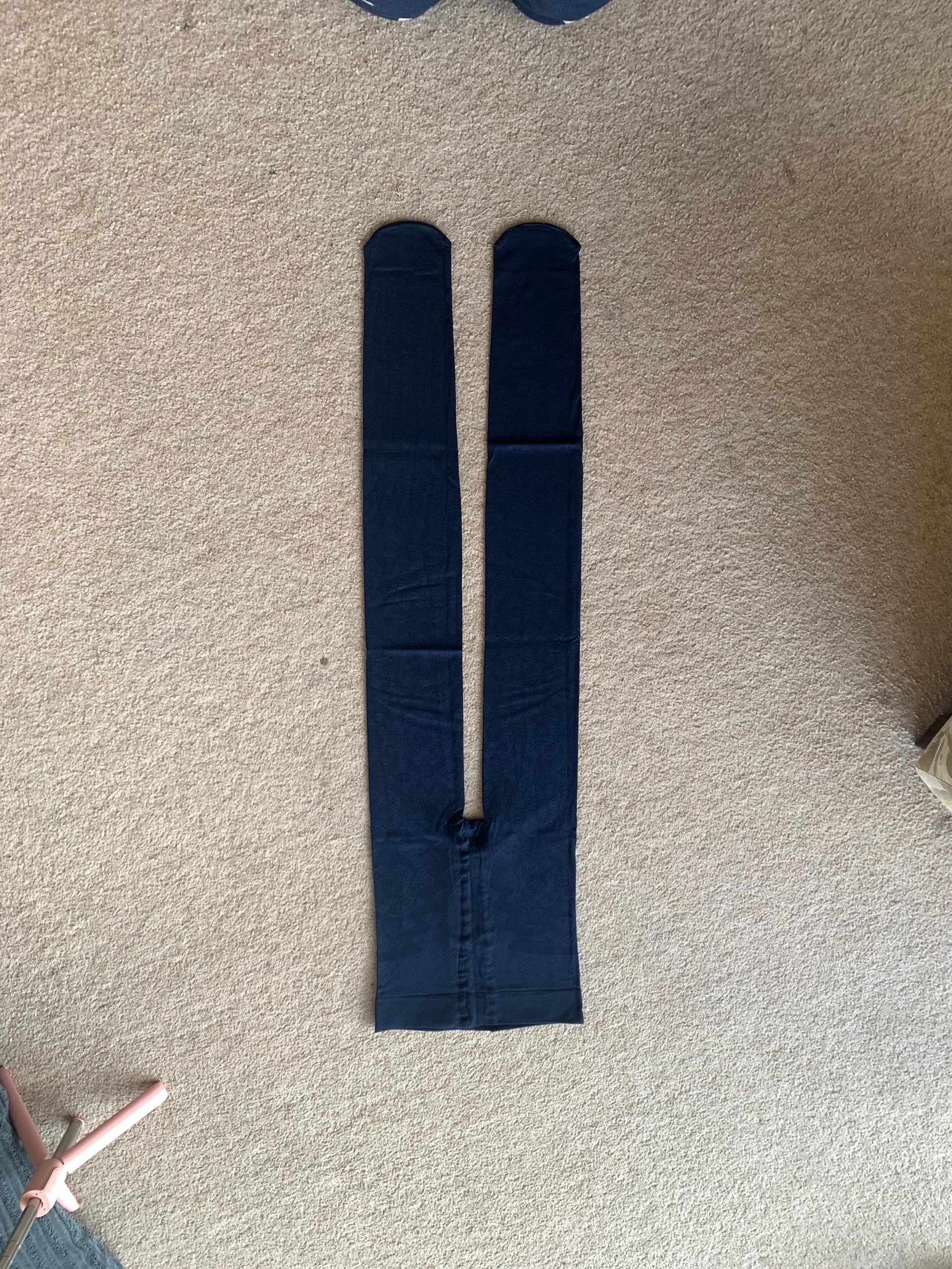 Navy Ancient Egyptian-Inspired Pattern Opaque Velvet Tights