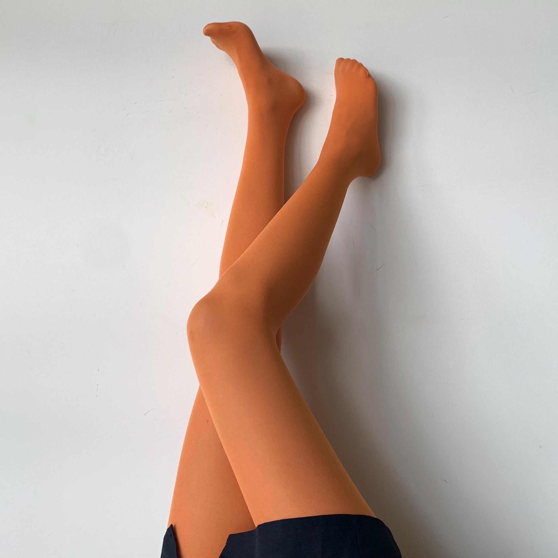 Orange Solid Color Opaque Velvet Tights