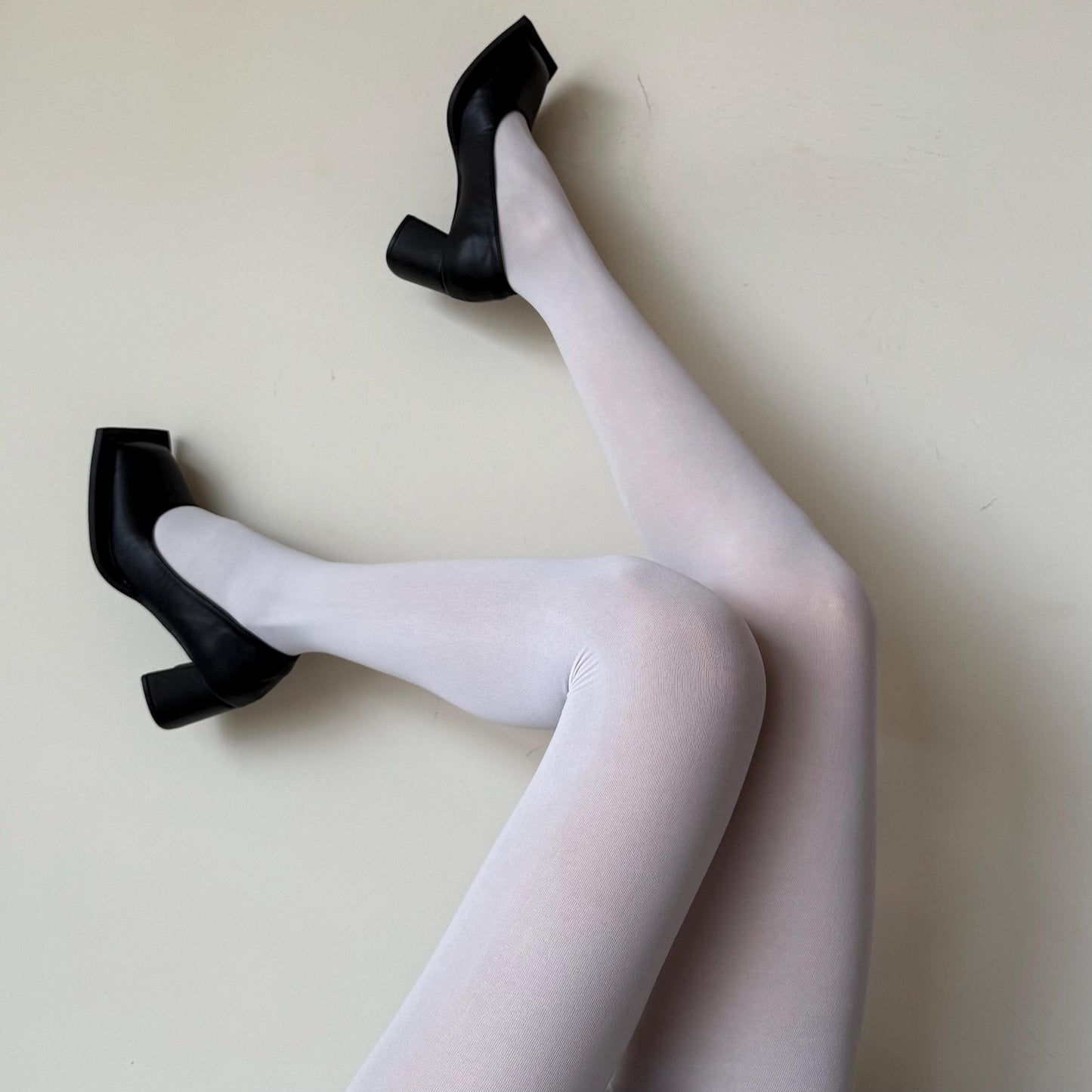 White Solid Color Velvet Tights 80D - tights