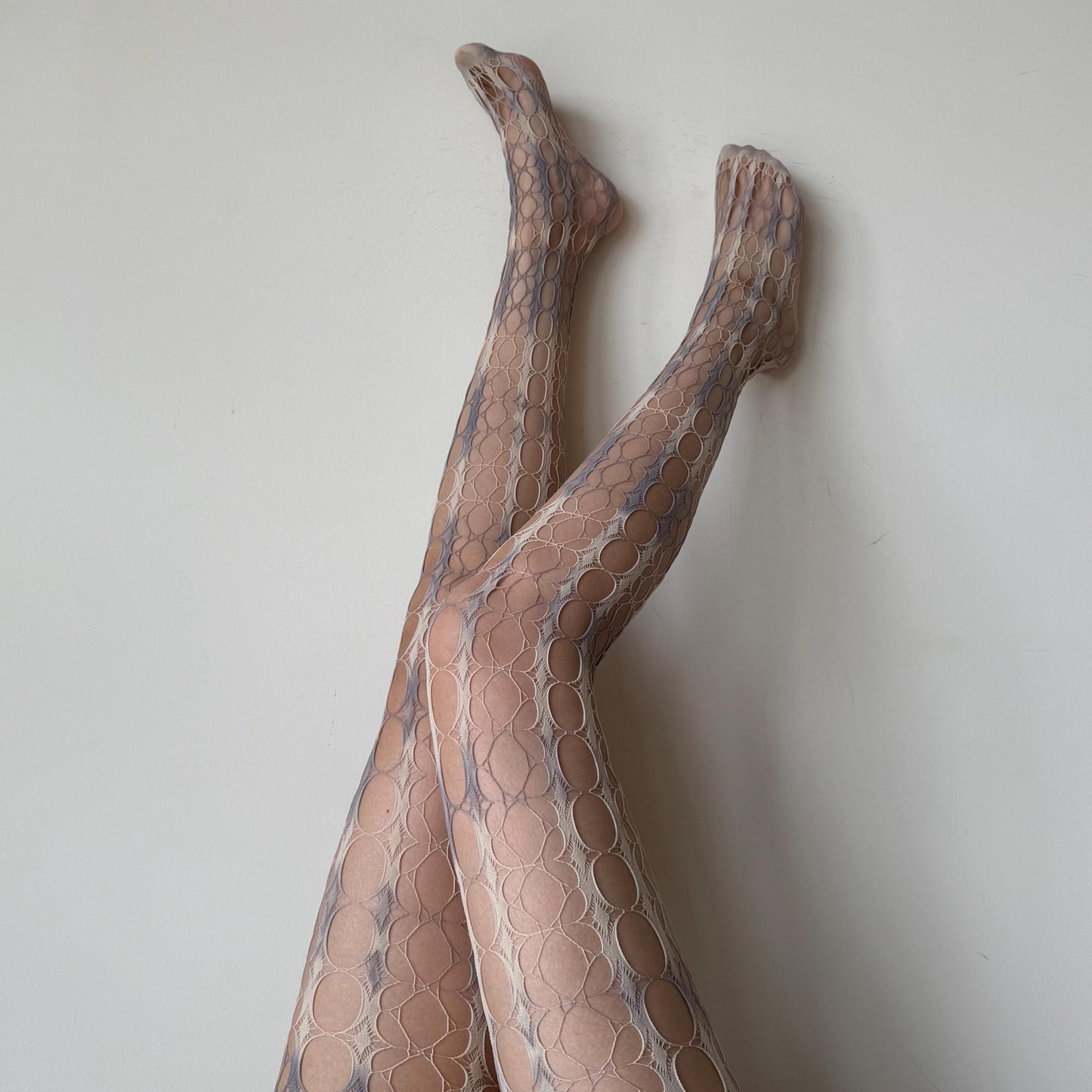 Yellow & Blue Tie-Dye Gradient Distressed Hollow Fishnet Tights - tights