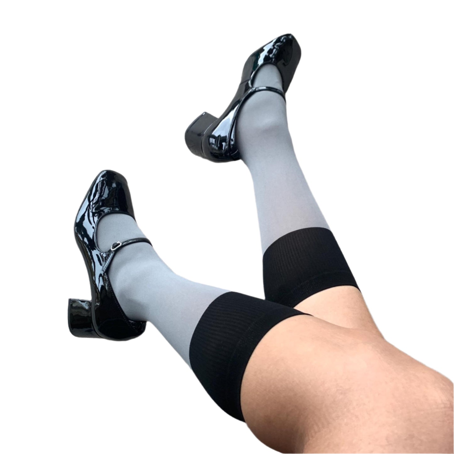 Grey Velvet Socks with Black Cuff - socks