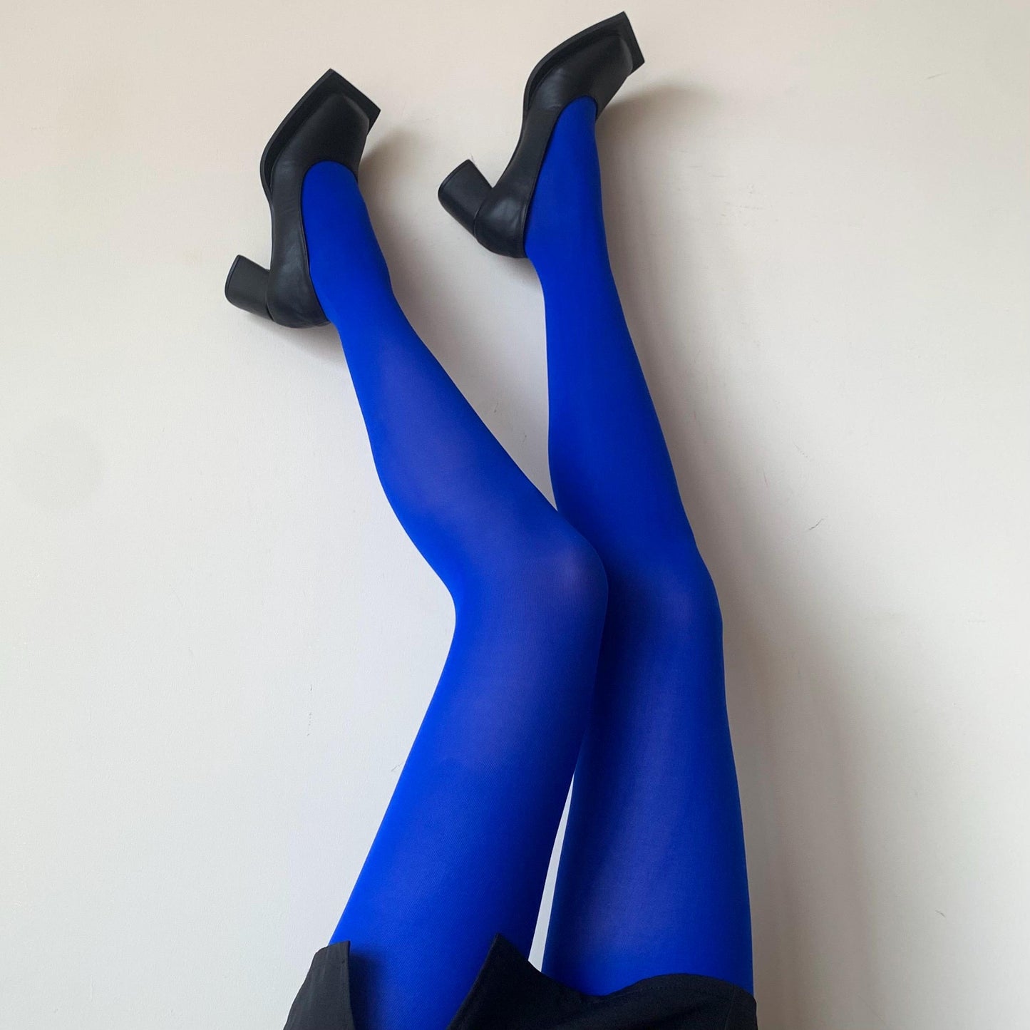 Royal Blue Solid Color Velvet Tights 80D - tights