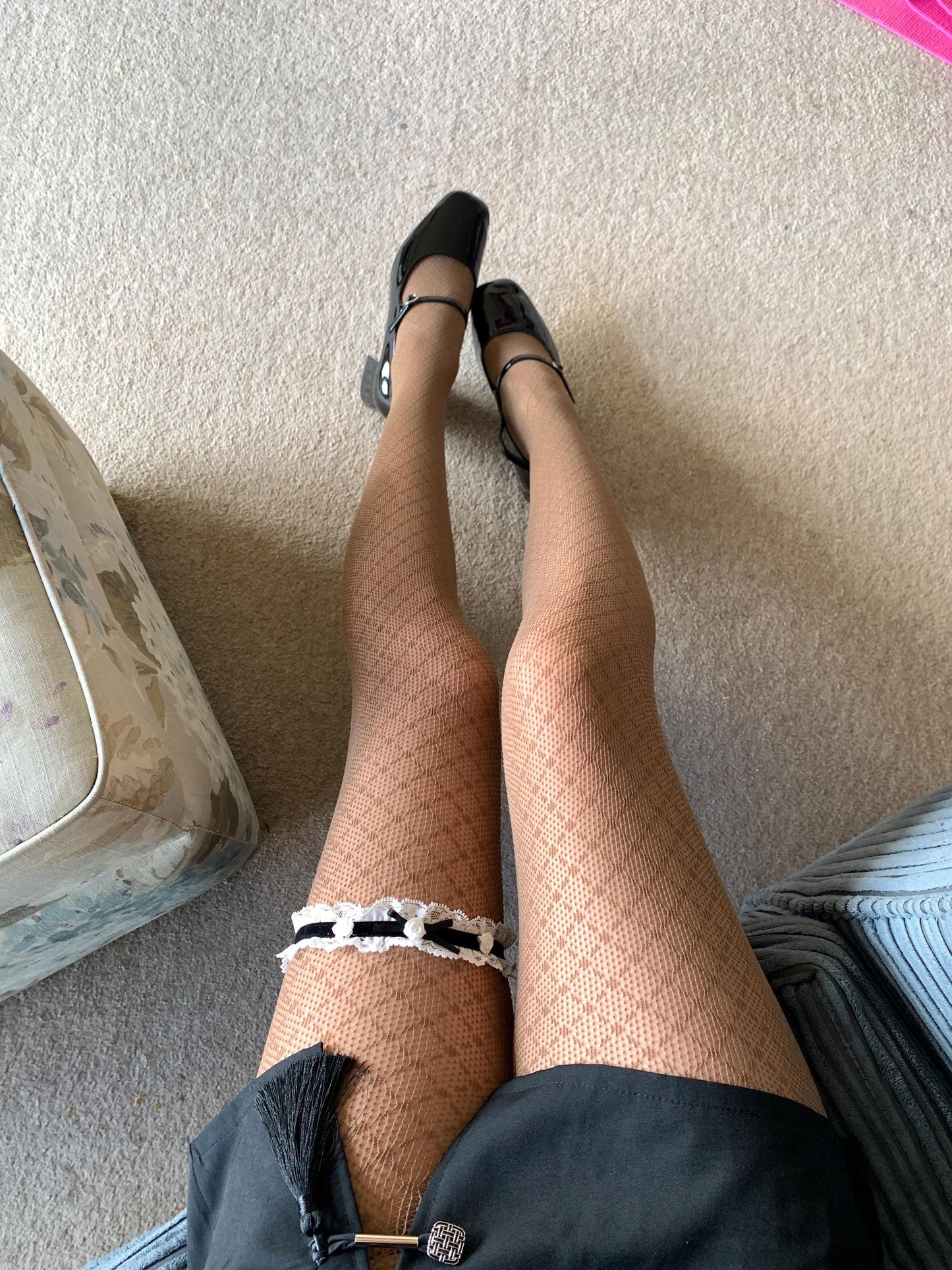 Brown Crisscross Fishnet Tights