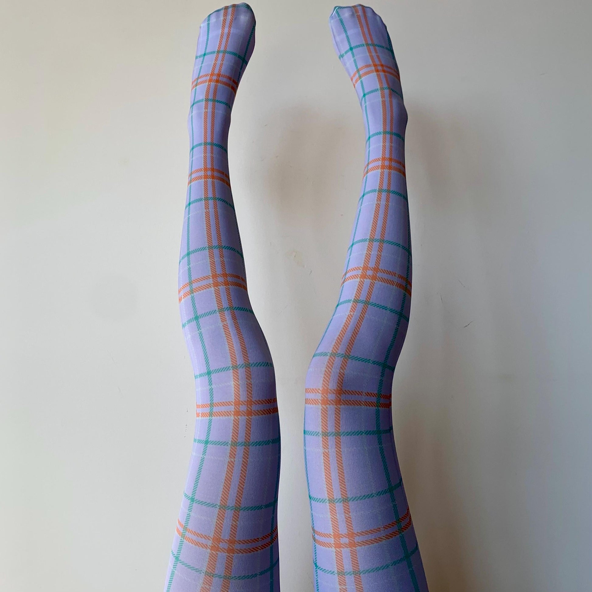 Lavender Purple Velvet Tartan Tights