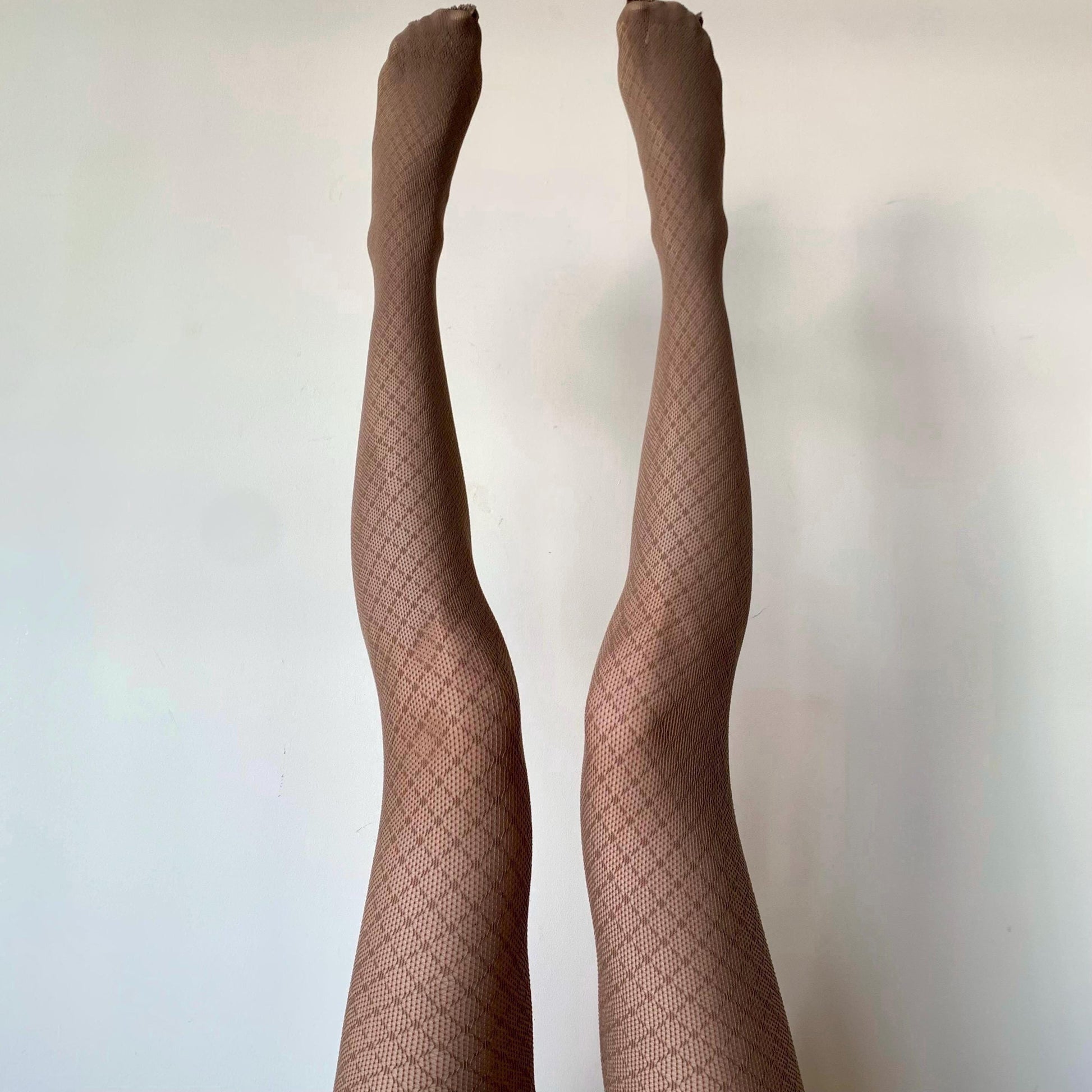 Brown Crisscross Fishnet Tights