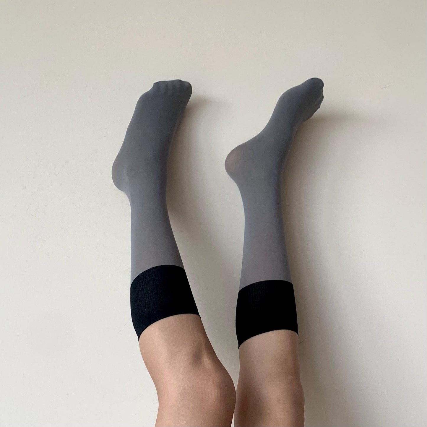 Grey Velvet Socks with Black Cuff - socks