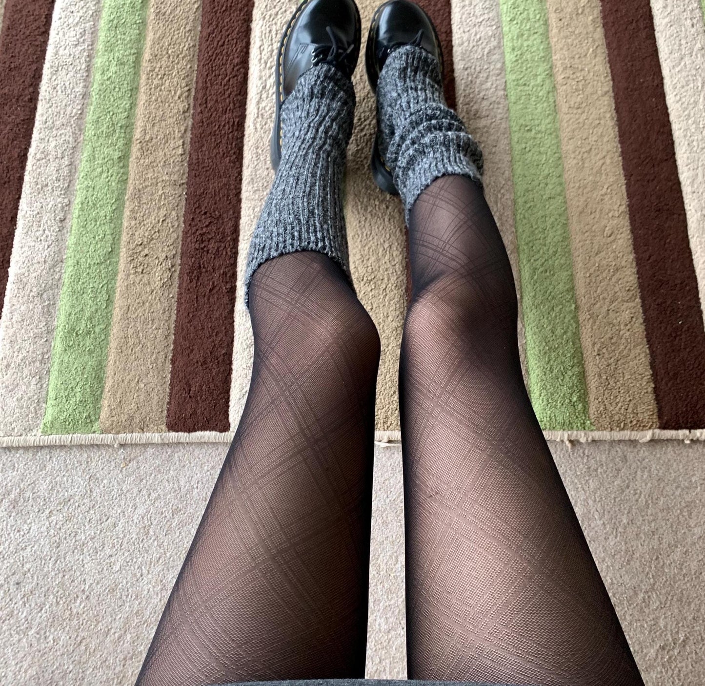 Dark Grey Ribbed Leg Warmers with Flared Bottom - Grey / One size