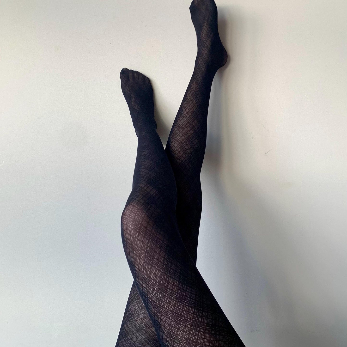 Black Crosshatch Pattern Lace Tights