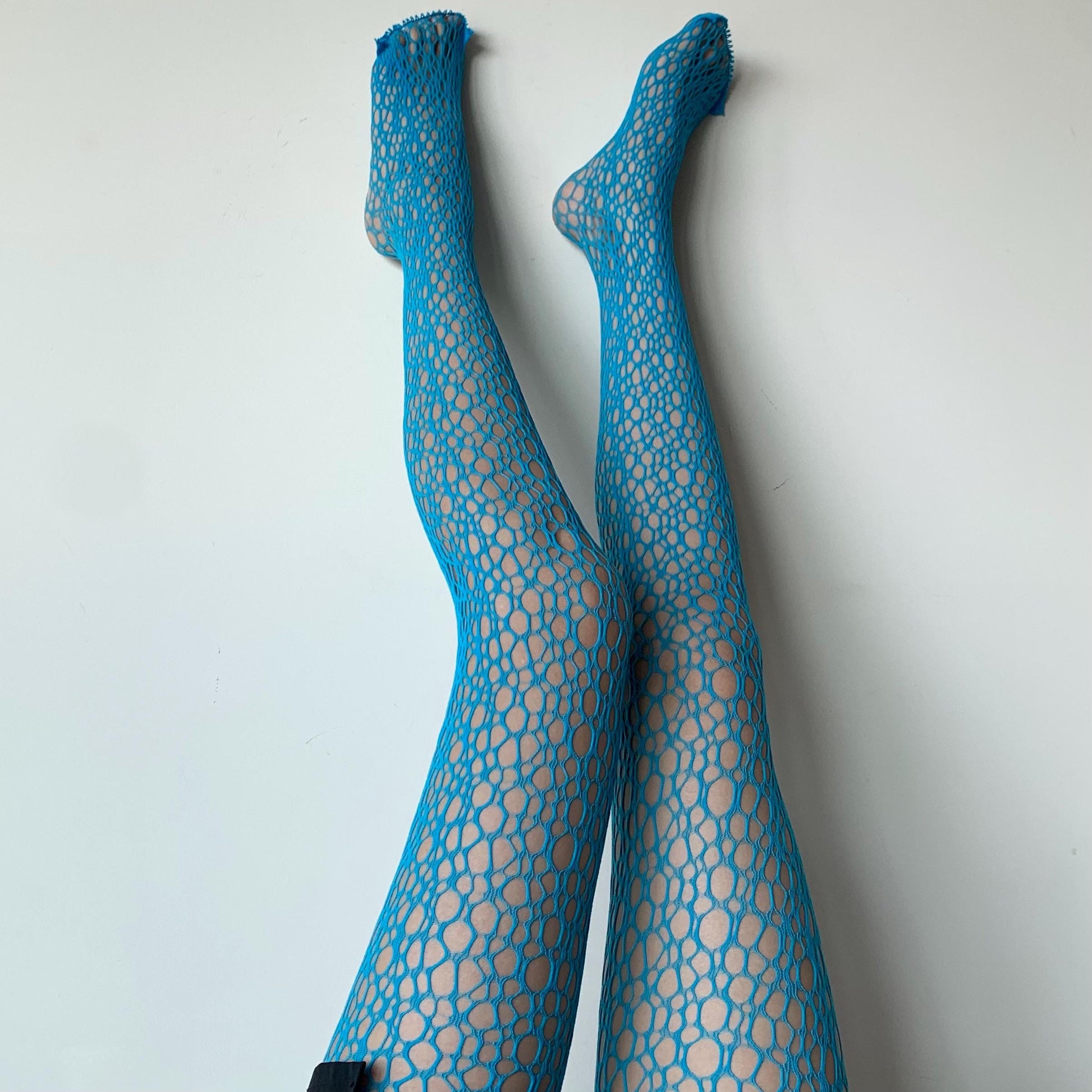Blue Circular Cut-Out Hollow Fishnet Tights