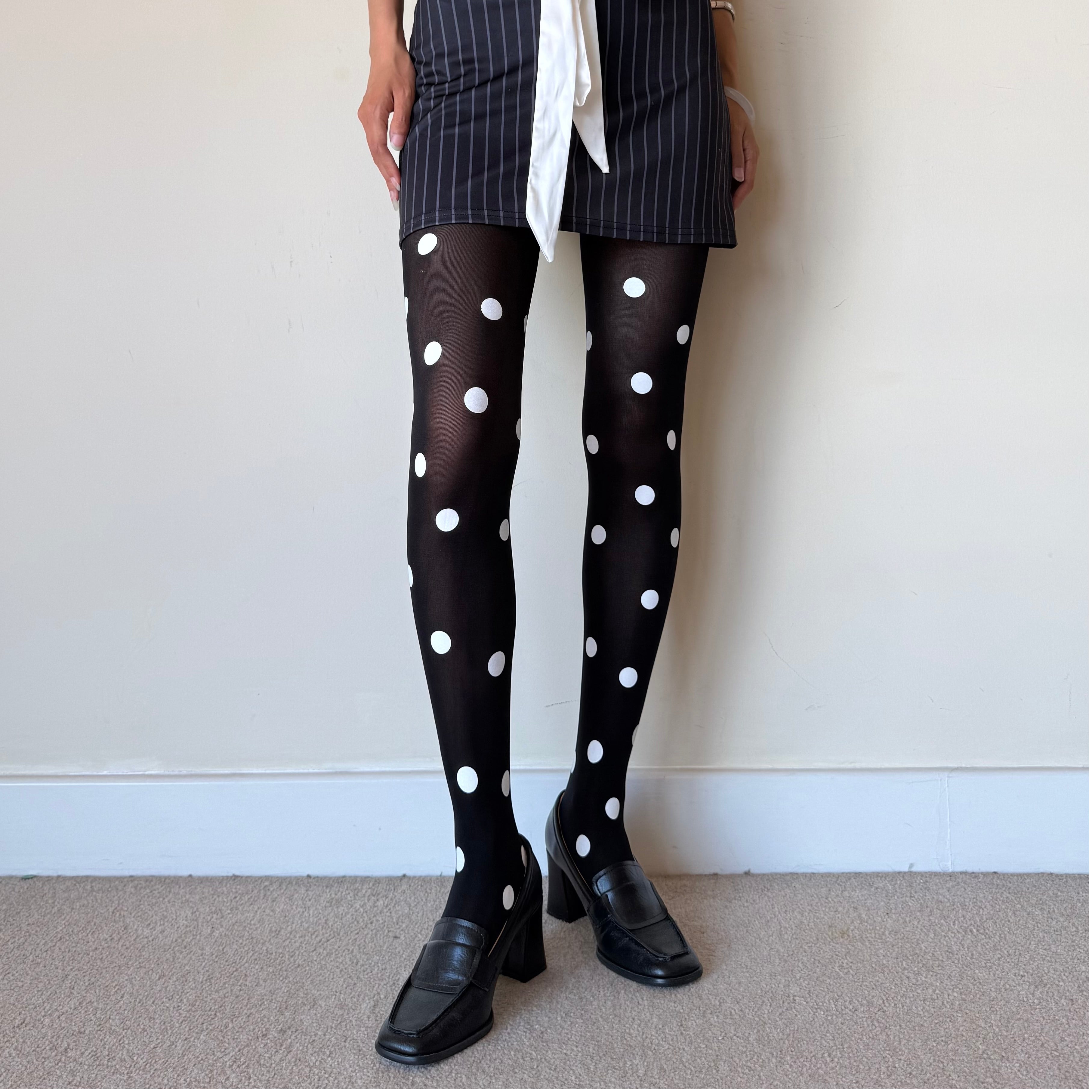 Black Large Polka Dot Tights