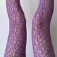 Purple Fishnet Circle Cut-Out Fishnet Tights