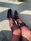 Black Lace-Up Fishnet Socks with Adjustable Ribbon Straps - socks