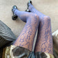 Blue Floral Vine Patterned Fishnet Tights
