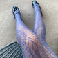 Blue Floral Vine Patterned Fishnet Tights