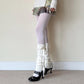 Cream White Knit-Style Leg Warmers with Lace Frill & Bow - leg warmers