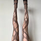 Brown Oval Cut-Out Fishnet Tights