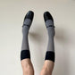 Grey Velvet Socks with Black Cuff - socks