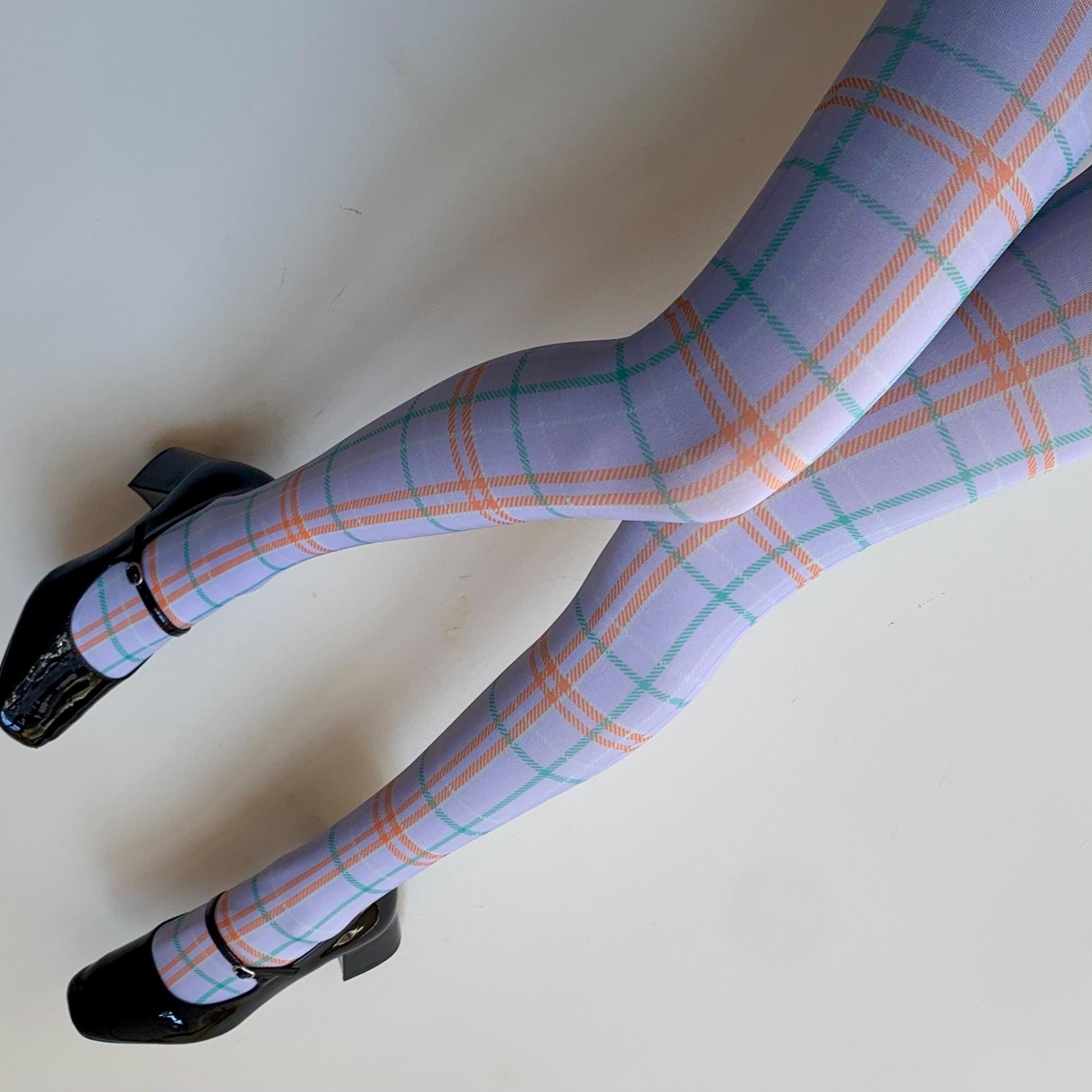 Lavender Purple Velvet Tartan Tights