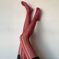 Red Geometric Stripped Fishnet Tights