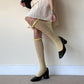 Yellow Floral Knee High Fishnet Socks with Satin Frilled Trim - socks