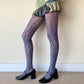 Blue Floral Vine Patterned Fishnet Tights