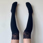 Thigh High Socks with Floral Pattern Lace Trim