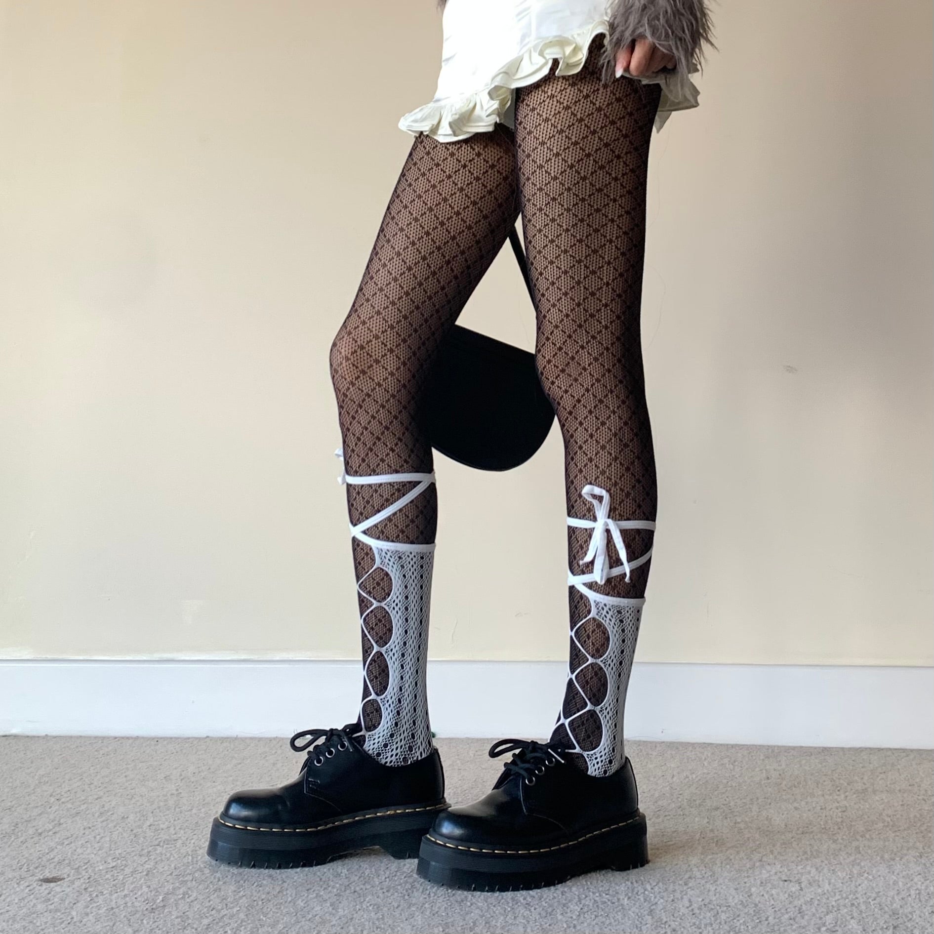 Black Crisscross Fishnet Tights
