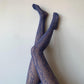 Blue Floral Vine Patterned Fishnet Tights