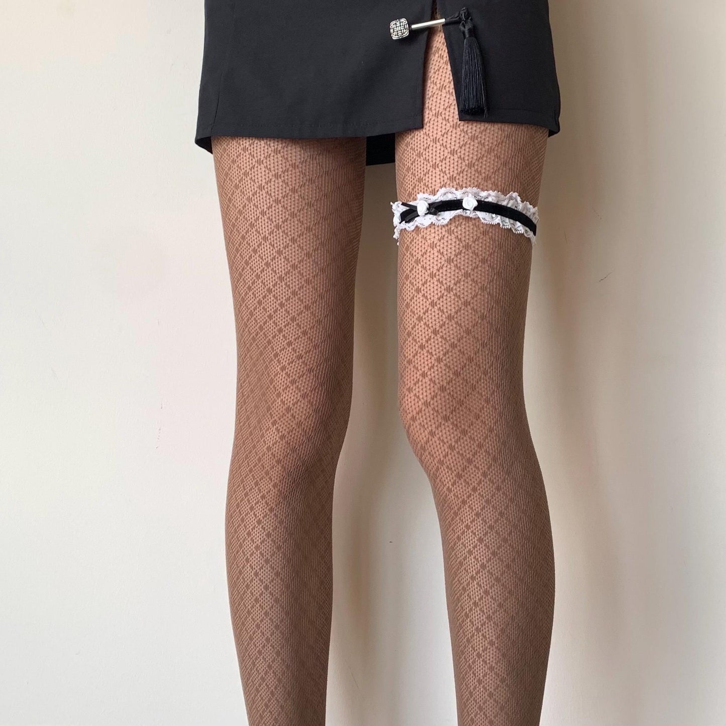 Brown Crisscross Fishnet Tights