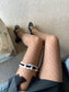 Brown Crisscross Fishnet Tights