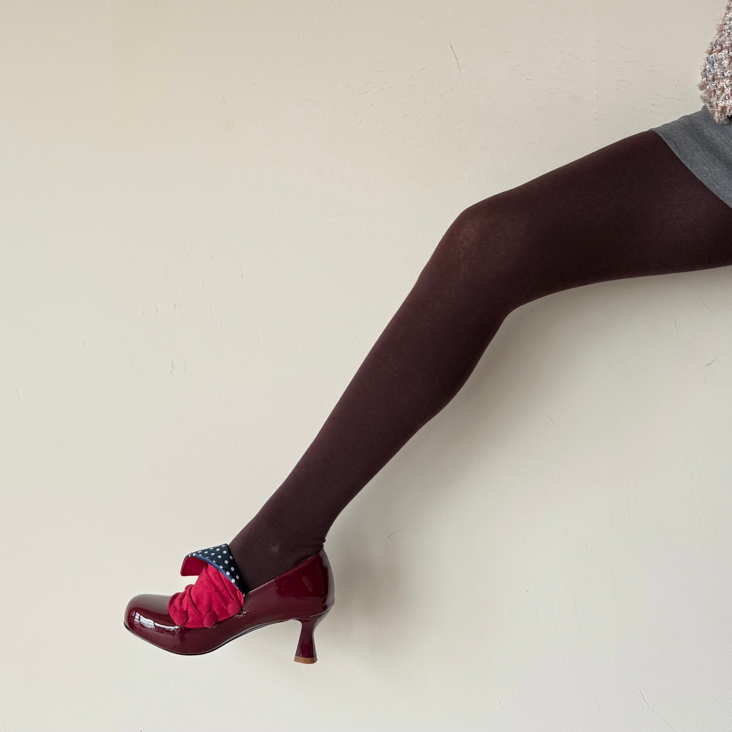 Chocolate Brown Semi-Sheer Cotton Tights Pantyhose