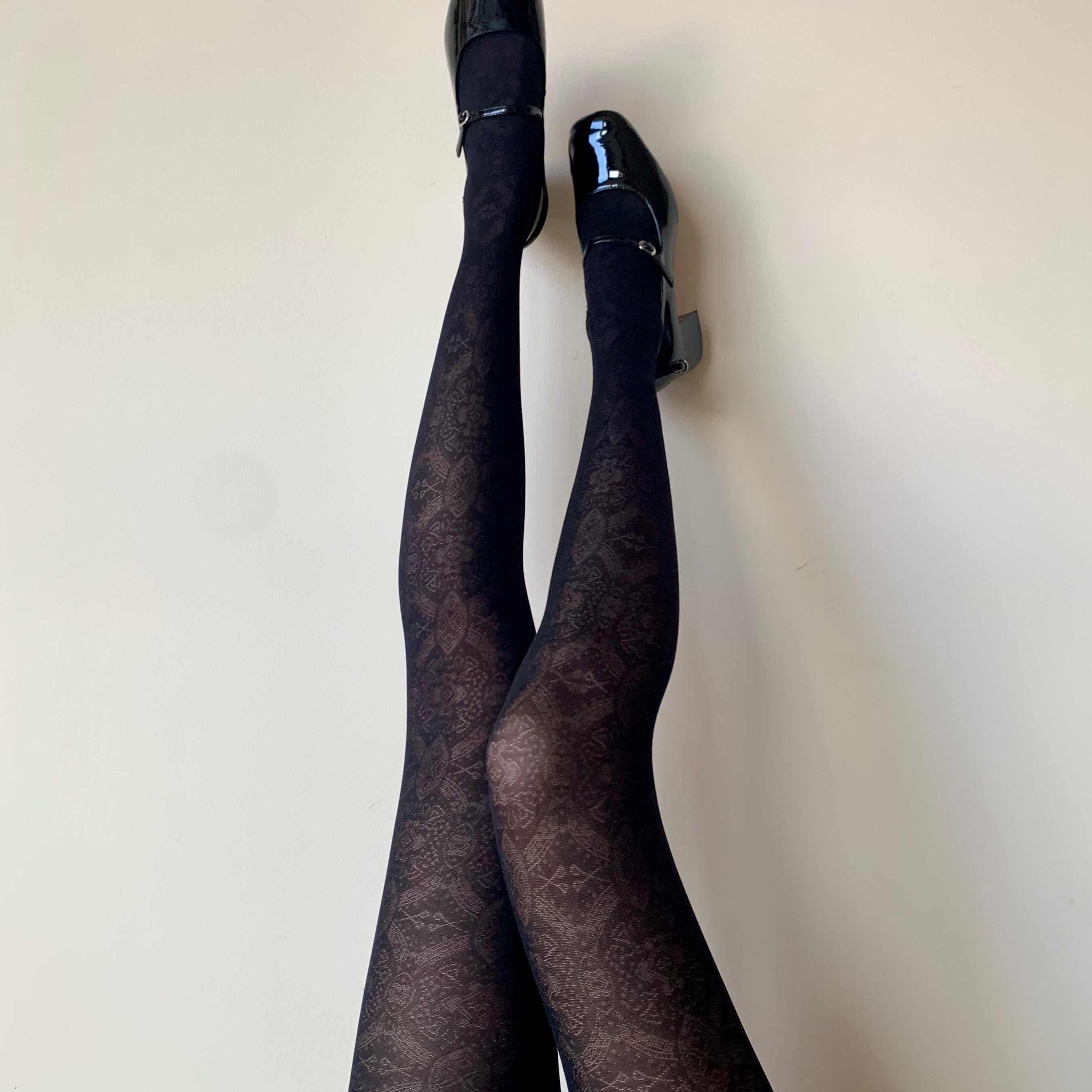 Black Velvet Mysterious Ancient Pattern Tights