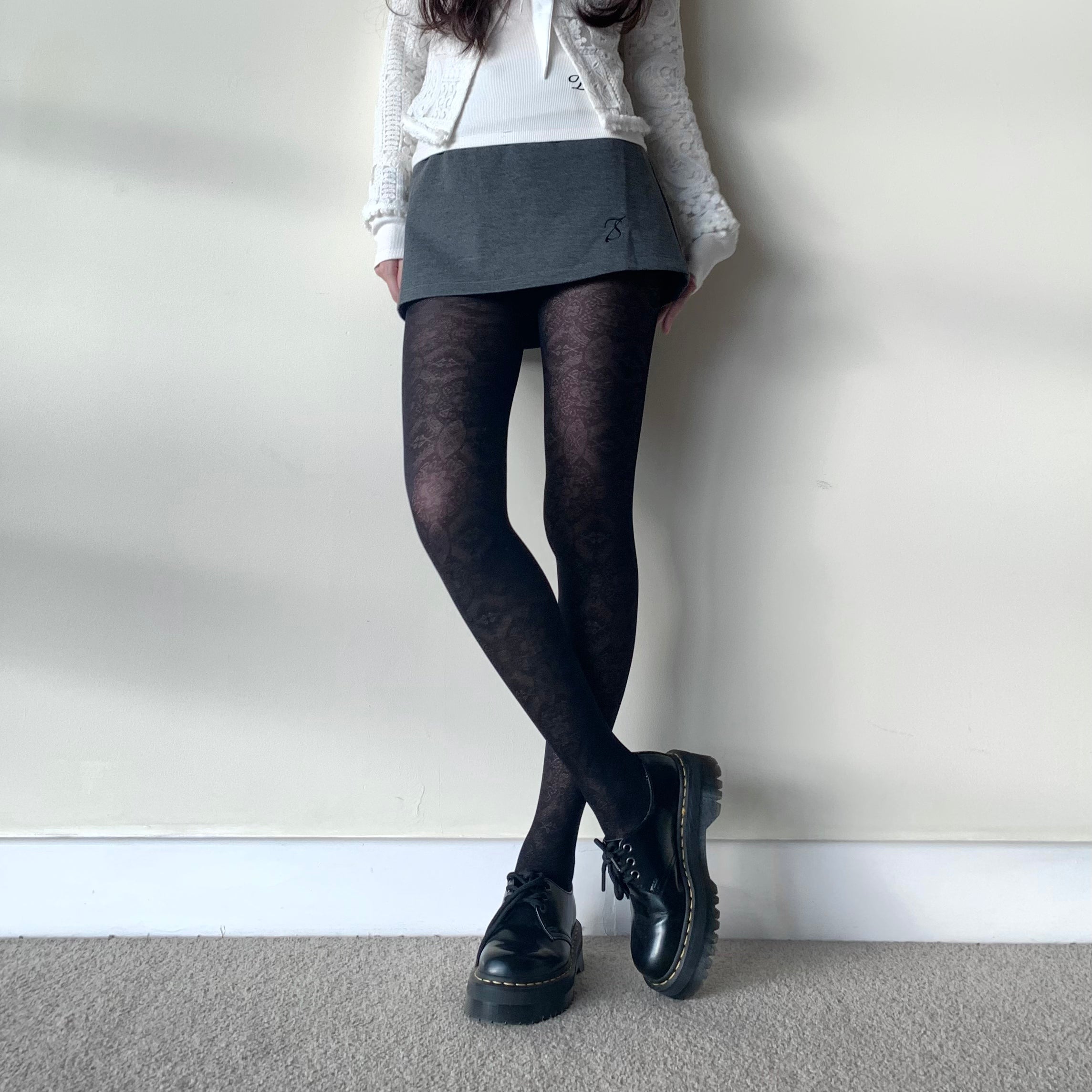 Black Velvet Mysterious Ancient Pattern Tights