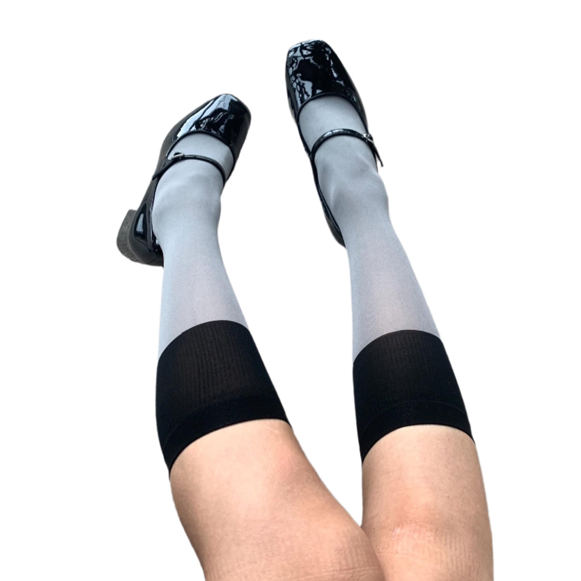 Grey Velvet Socks with Black Cuff - socks