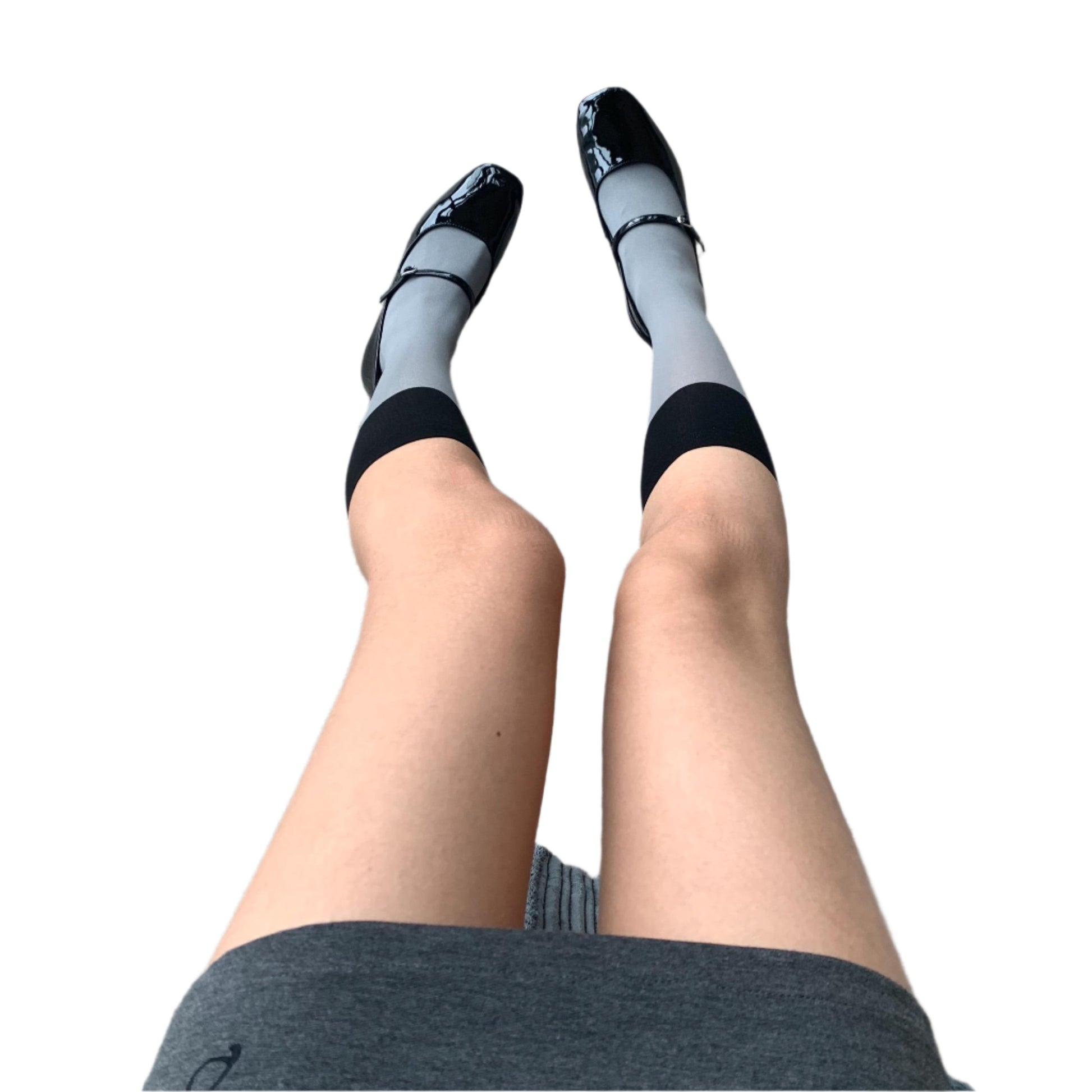 Grey Velvet Socks with Black Cuff - socks