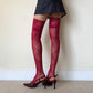 Red Burgundy Stay-up Thigh High Stockings - stockings