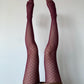 Burgundy Red Crisscross Fishnet Tights