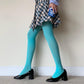 Sky Blue Opaque Solid Color Tights - tights