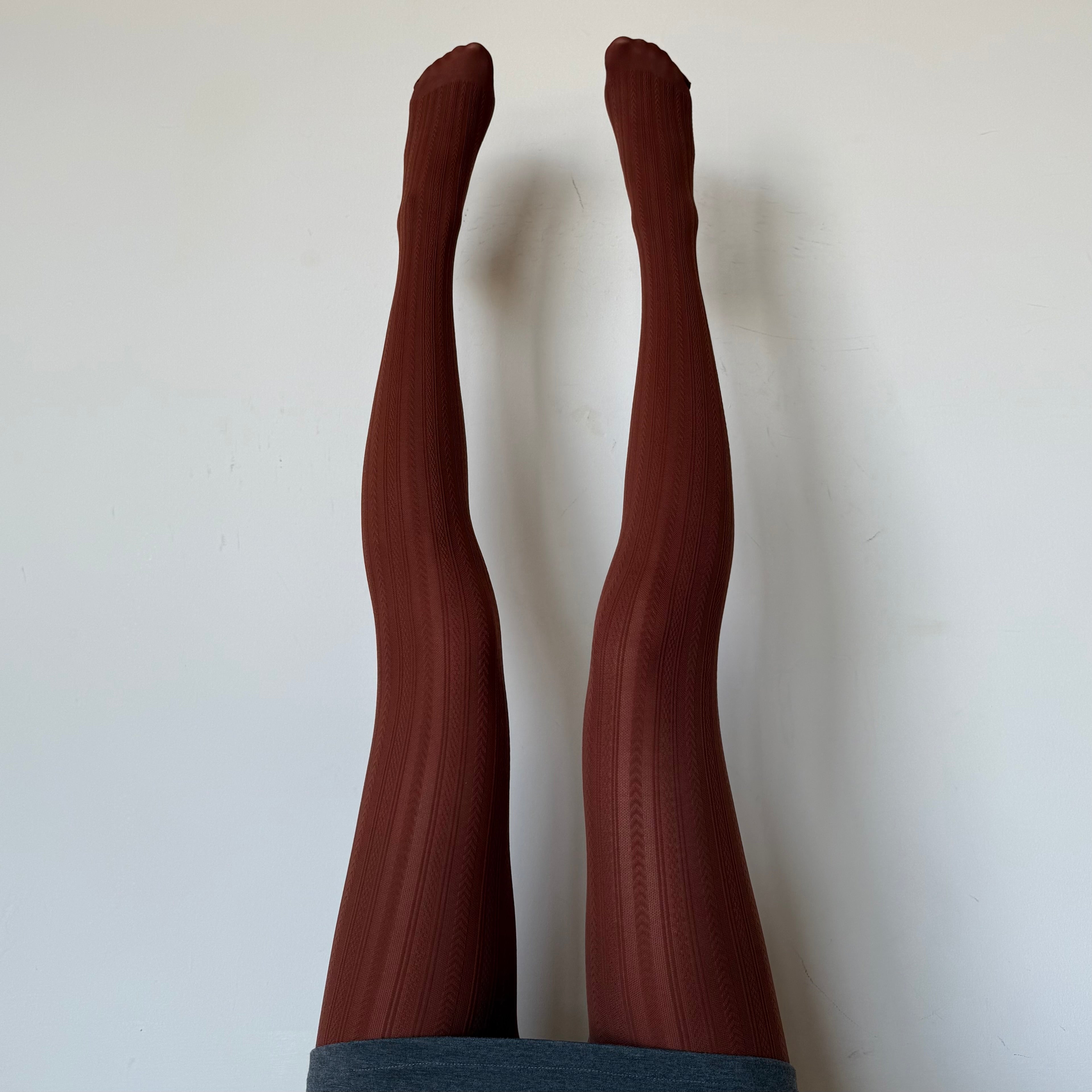 Caramel Textured Vertical Jacquard Tights 150D