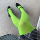 Neon Green Solid Color Velvet Tights - tights