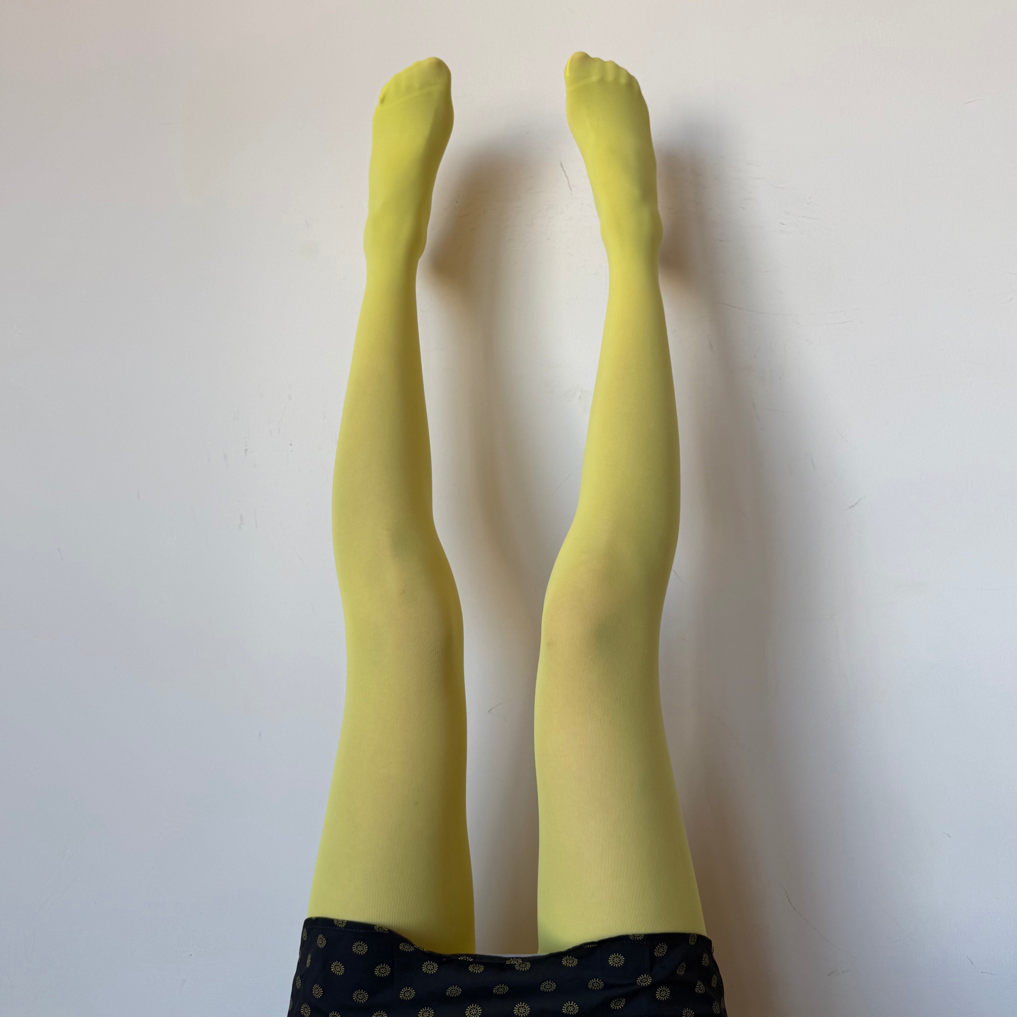 Yellow Solid Color Velvet Tights 80D