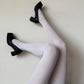 White Solid Color Velvet Tights 80D - tights