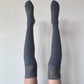 Thigh High Socks with Floral Pattern Lace Trim