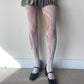 White Distressed Floral Fishnet Tights - tights