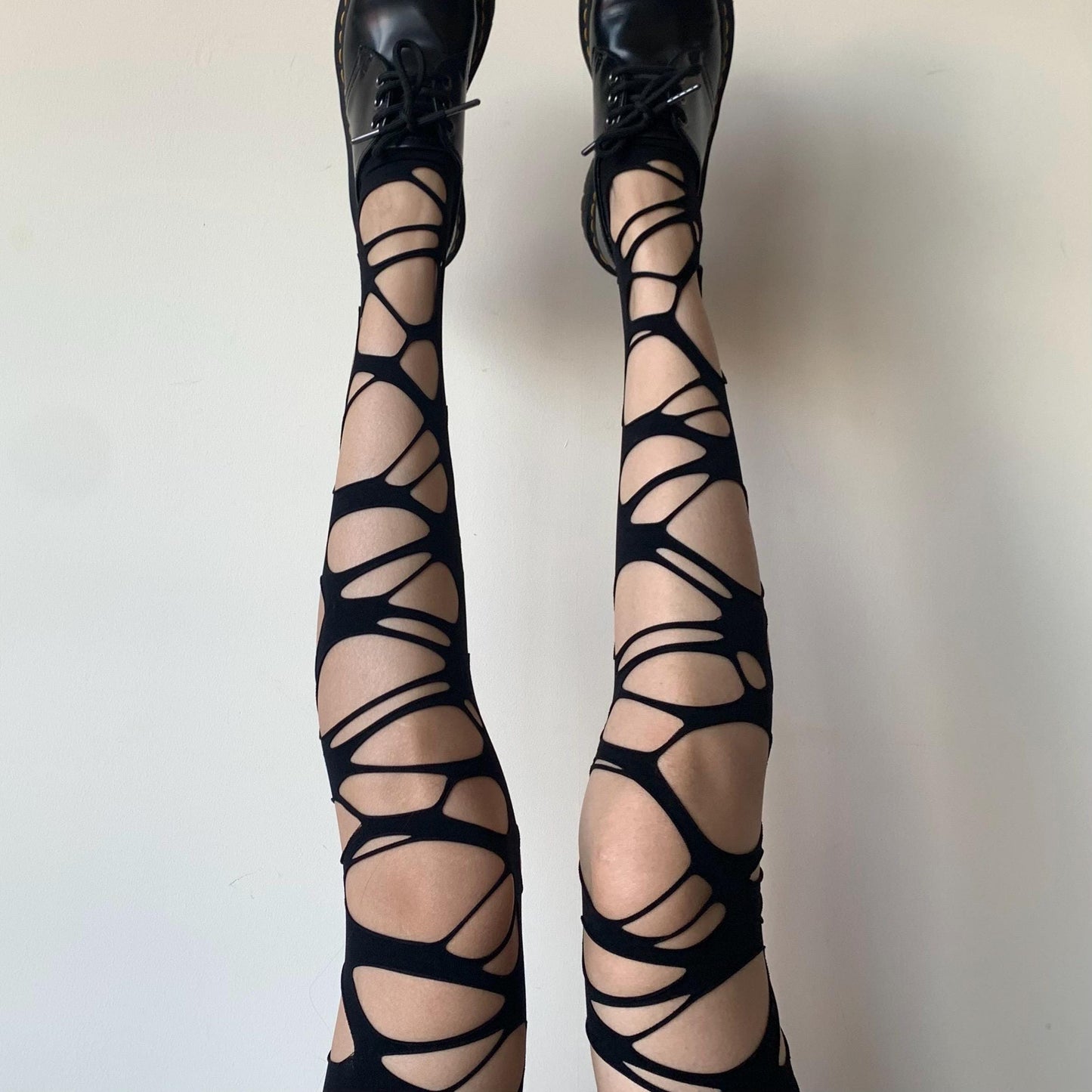 Black Distressed Fishnet Tights