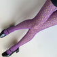 Purple Fishnet Circle Cut-Out Fishnet Tights